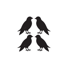 Illustration with silhouettes of four birds