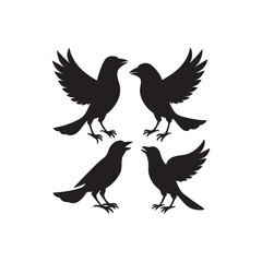 Illustration with silhouettes of four birds