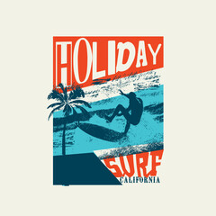 Holiday surf california retro summer poster design