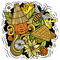 Cartoon doodles Honey funny illustration