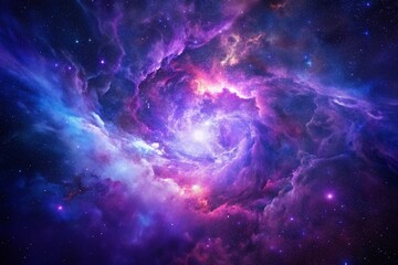 Fototapeta premium Purple gas nebulae in space and sparkling stars