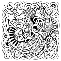 Music hand drawn vector doodles illustration.