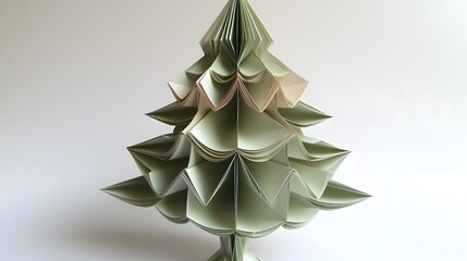 Pastel Prism Tree: Delicate pastel shades combine to form a minimalist paper tree. The soft colors evoke a sense of calm and holiday cheer. The image features generous negative space for text 