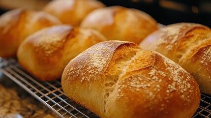 Freshly Baked Bread on Cooling Rack