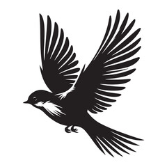 Bird in flight silhouette vector  black colour white background