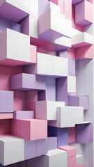 Obraz premium Geometric Cubical Background with pink, purple, lilac accents, Modern, Minimalist Design on White