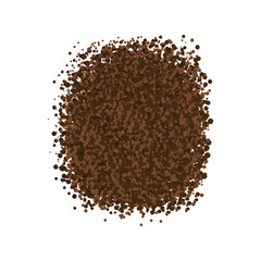 Coffee ground speckles powder, cocoa top view. Grainy bean with particles textured stain. Brown chocolate dust. grains and granules shape