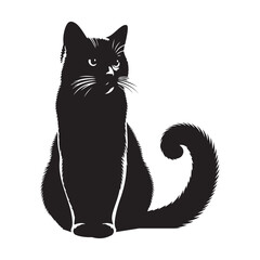 Cat sitting silhouette vector  black colour white background