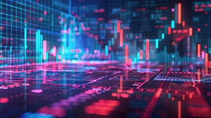 Vibrant digital data visualization showcasing colorful graphs and charts, representing modern technology and analytics.