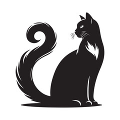 Cat sitting silhouette vector  black colour white background