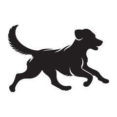 Dog running silhouette vector  black colour white background
