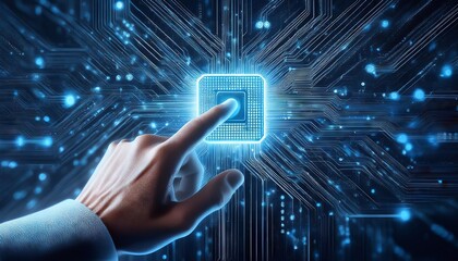 Fototapeta premium Hand Reaching for Technology Connecting to the Digital World