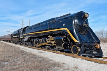 Naklejka premium Restored milwaukee road 261 steam locomotive pulling passenger cars