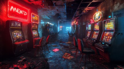 Apocalyptic casino with undead dealers in deserted mall