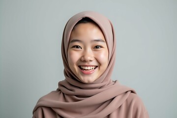 Moslem Asian woman smiling at the camera
