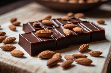 Irresistible bars of creamy dark chocolate with almonds