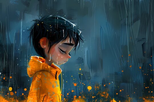 Shadows in the Mind, sad face. Cartoon