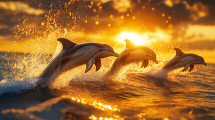 Fototapeta premium The Dolphin's World: Discovering Their Unique Behaviors, Communication Skills, and Role in Ocean Ecology
