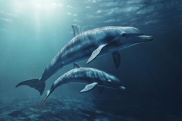 Fototapeta premium Dolphins as Social Beings: The Complex Communication and Social Bonds That Keep Dolphin Pods Together