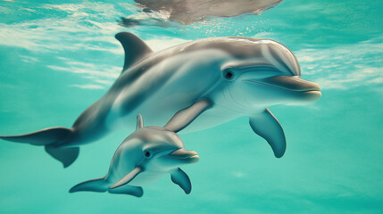 Naklejka premium Unraveling the Mysteries of Dolphin Communication: How Dolphins Use Sonar and Social Signals Underwater