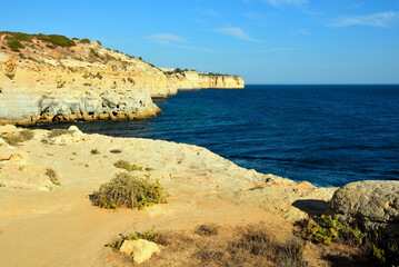 Algar Seco is a rock formation near Carvoeiro the rocks were formed over thousands of years by wind and waves today the resulting caves are a popular tourist destination in the Algarve Portugal