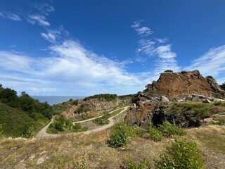 mountain landscape with blue sky and clouds