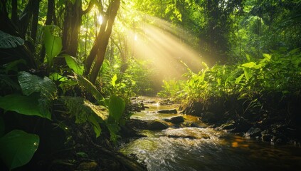 Obraz premium Sunlight Through the Rainforest