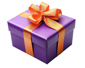 Obraz premium A purple box with a gold ribbon on top