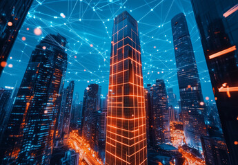 city skyline in the morning