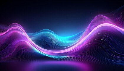 Abstract flowing neon wave in blue and purple colors against a dark background