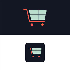 Beautiful flat style shopping cart icon vector illustration, Marketing Logo Template