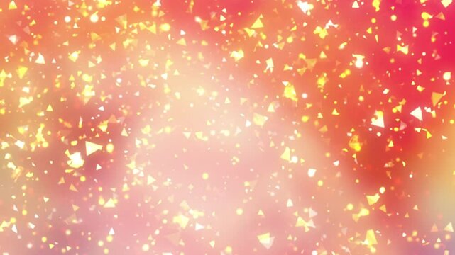 三角形のかけらが舞い上がるループ背景 赤色と黄色