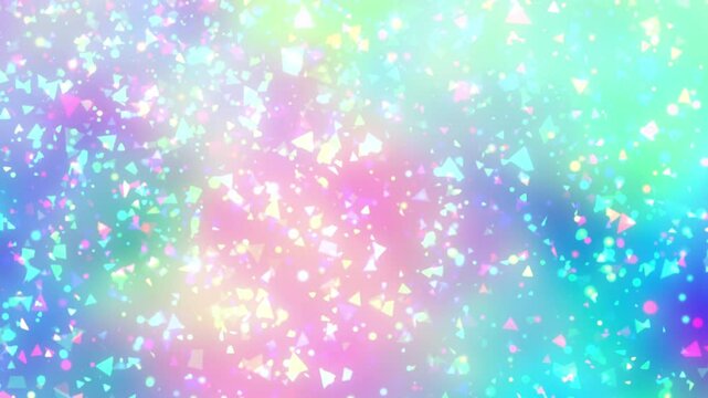 三角形のかけらが舞い上がるループ背景 虹色