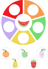 Name the color and place the fruits game