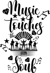 music t shirt sentence music is language of the heart and logo  design svg vector illustration