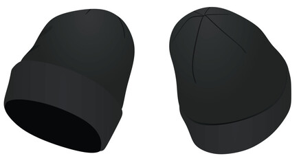 Black  winter hat. vector illustration