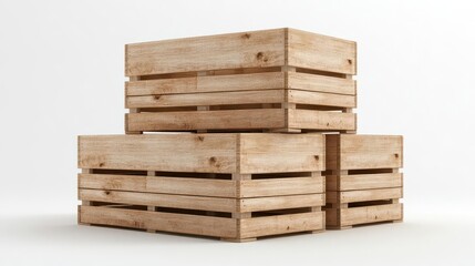 A stack of wooden crates showcasing a rustic design, perfect for storage, decoration or as a props in various settings.