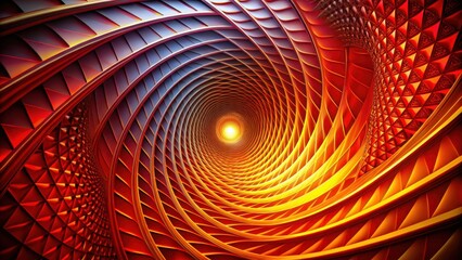 Fototapeta premium A mesmerizing spiral of radiant gold and red, spiraling towards a bright, shining light in the center.