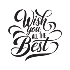 Celebrate Special Moments with a Hand-lettered Birthday Greeting Quote: "Wish You All the Best." This Modern Calligraphy Design Features Charming Speech Bubbles and Heart Icons for Extra Warmth.  