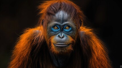 Orangutan isolated on a dark background