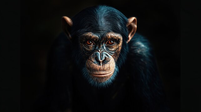 Chimpanzee on a dark background