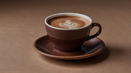 Obraz premium Coffee mug hot drink paper cup icon illustrated cinnamon and saucer wooden table realistic ove background