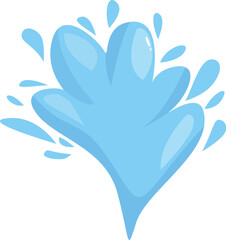 Cartoon blue water splash forming a heart shape, perfect for valentine's day projects