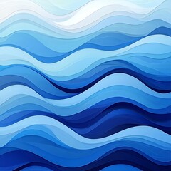 Fototapeta premium A vibrant abstract design featuring flowing waves in various shades of blue, evoking a sense of calm and fluidity.