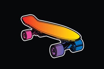 Retro skateboard. Original vector illustration in vintage style. T-shirt design.