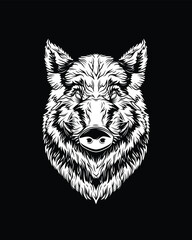 Head of a wild boar. Original vector illustration in vintage style. T-shirt design.