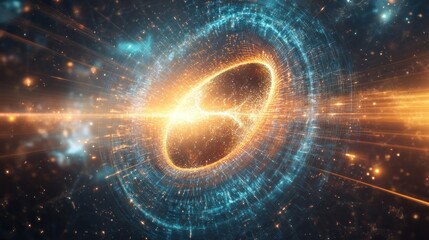 Obraz premium Cosmic Swirl: Abstract Energy and Light in a Vibrant Cosmic Dance of Color and Motion