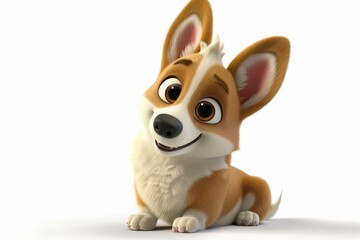Adorable cartoon corgi on white background