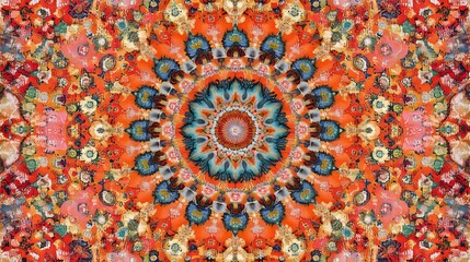 Colorful symmetrical pattern with intricate details.