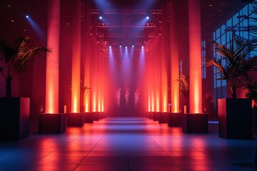 A corporate event with elegant lighting and professional networking